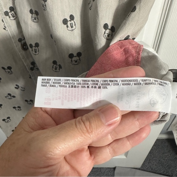 NEW Disney Mickey Mouse XL button up shirt, cotton, gray/black - Picture 8 of 14